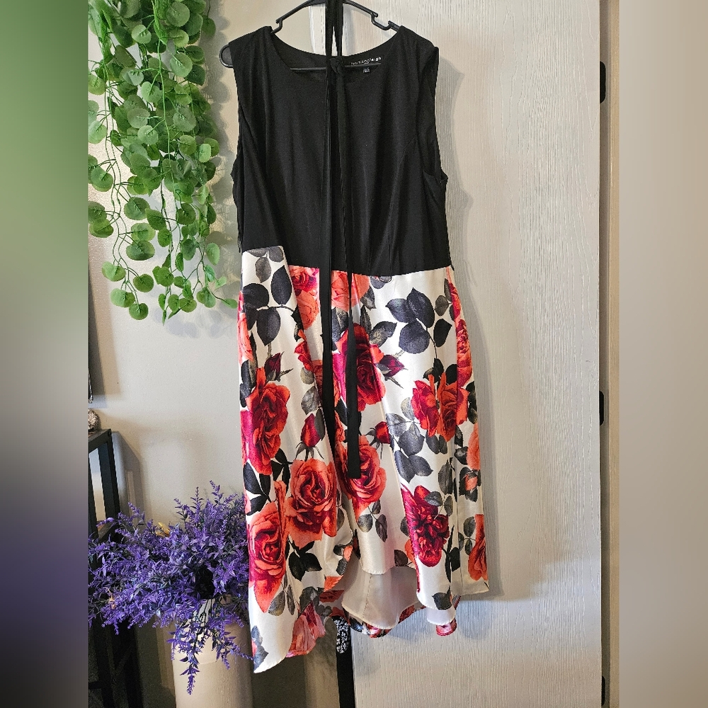 Floral Black and White Dress